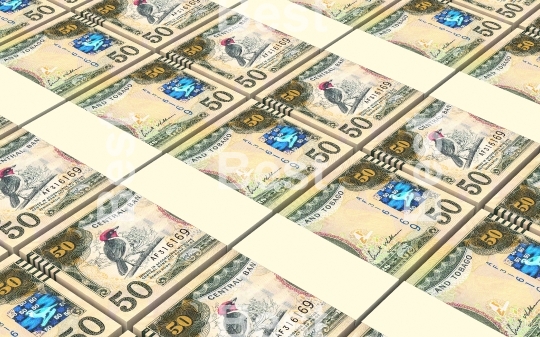 Trinidad and Tobago dollar bills stacks background