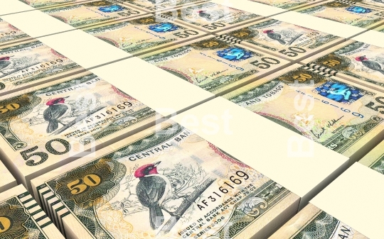 Trinidad and Tobago dollar bills stacks background