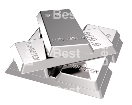 Tungsten ingots isolated on white.