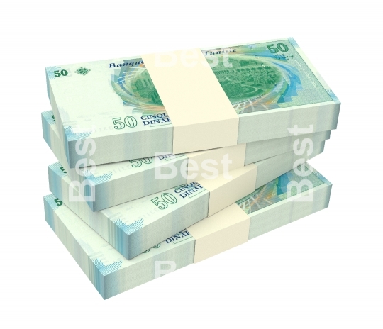 Tunisian dinars bills isolated on white background