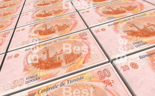 Tunisian dinars bills stacks background.