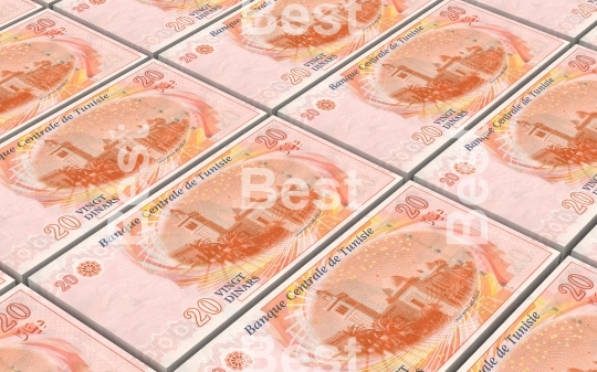 Tunisian dinars bills stacks background.