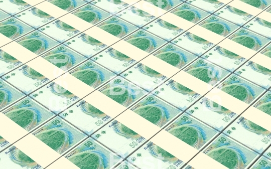 Tunisian dinars bills stacks background.