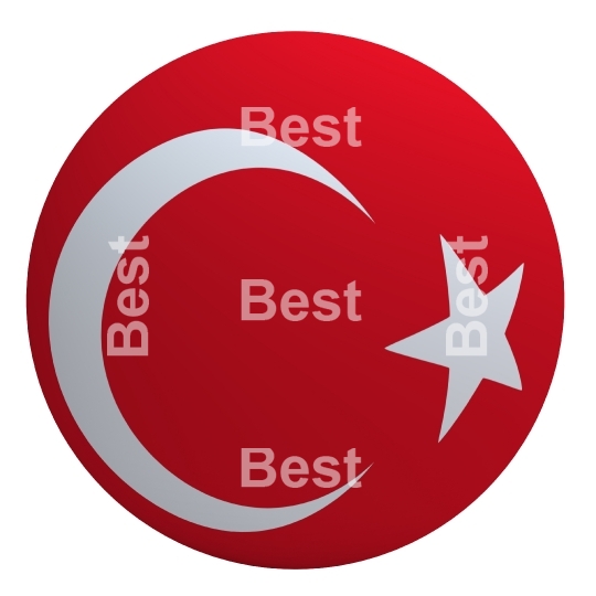 Turkey flag on the ball isolated on white