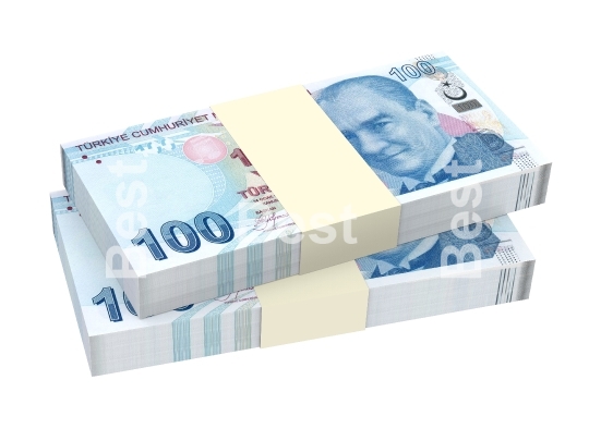 Turkish lira isolated on white background