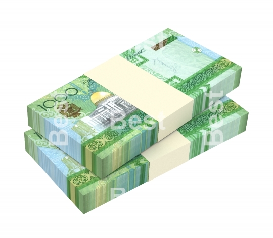 Turkmenistan manat bills stack isolated on white background