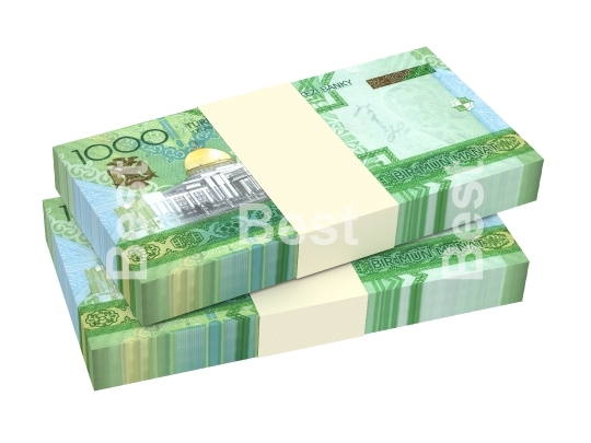 Turkmenistan manat bills stack isolated on white background