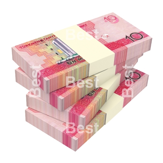 Turkmenistan manat bills stack isolated on white background