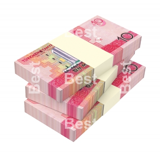 Turkmenistan manat bills stack isolated on white background