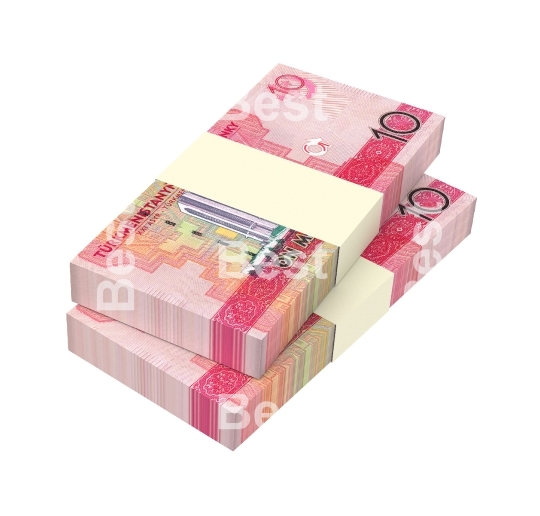 Turkmenistan manat bills stack isolated on white background