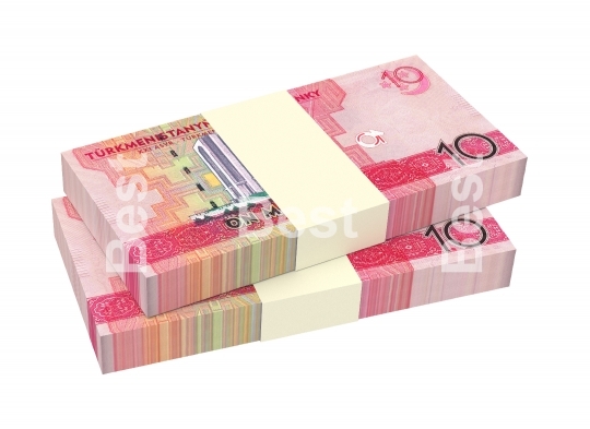 Turkmenistan manat bills stack isolated on white background