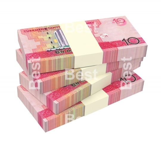 Turkmenistan manat bills stack isolated on white background
