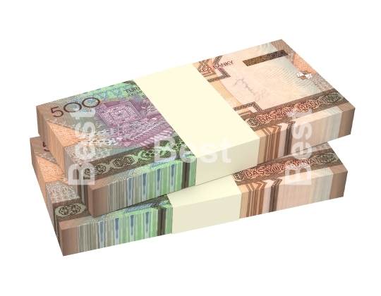 Turkmenistan manat bills stack isolated on white background