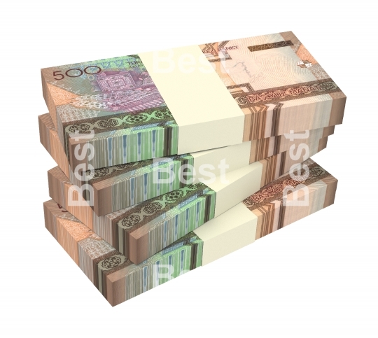 Turkmenistan manat bills stack isolated on white background