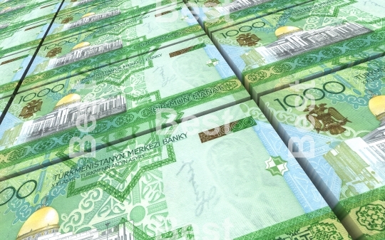 Turkmenistan money bills stacks background