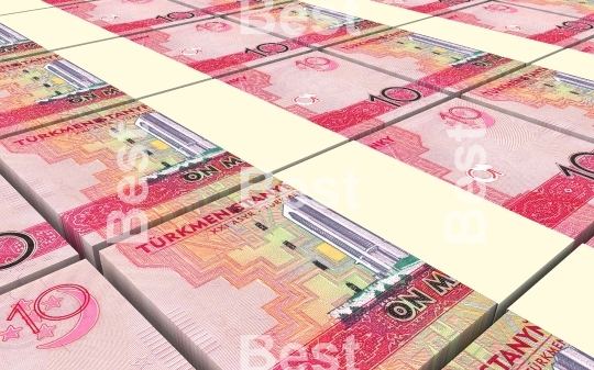 Turkmenistan money bills stacks background