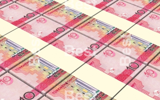 Turkmenistan money bills stacks background