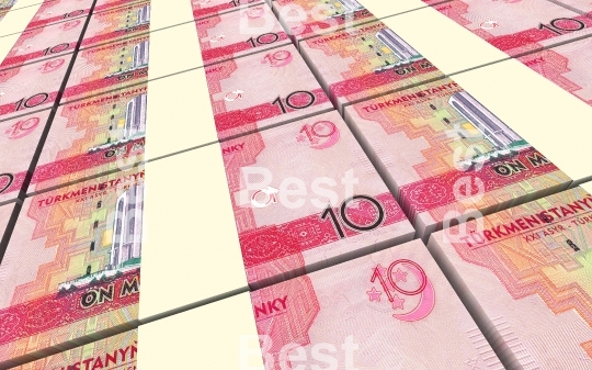Turkmenistan money bills stacks background