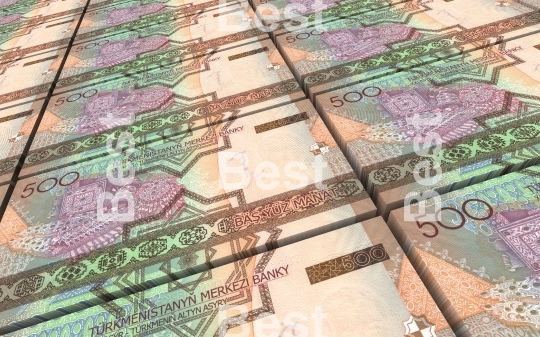 Turkmenistan money bills stacks background