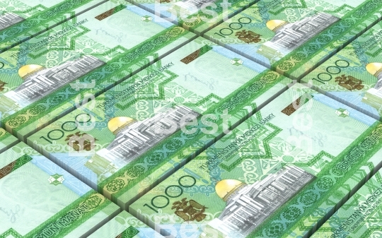 Turkmenistan money bills stacks background