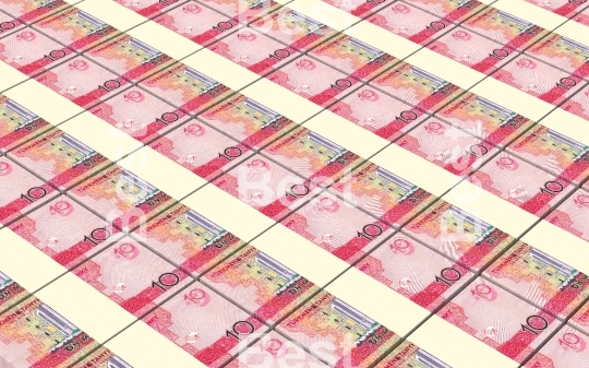 Turkmenistan money bills stacks background