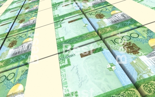 Turkmenistan money bills stacks background