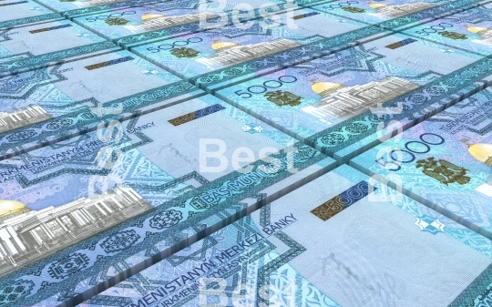 Turkmenistan money bills stacks background