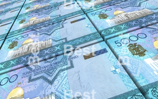 Turkmenistan money bills stacks background