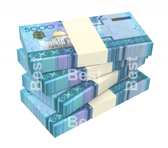 Turkmenistan money stack isolated on white background