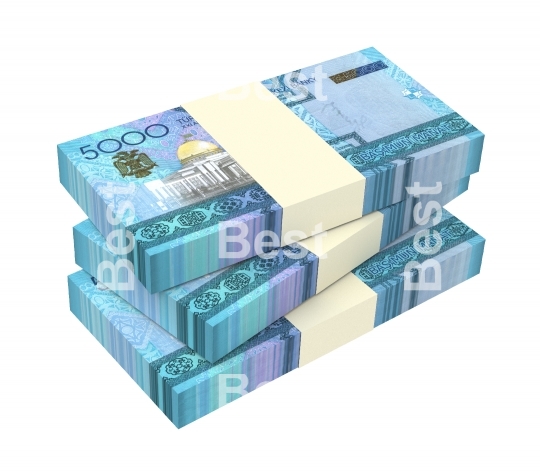 Turkmenistan money stack isolated on white background