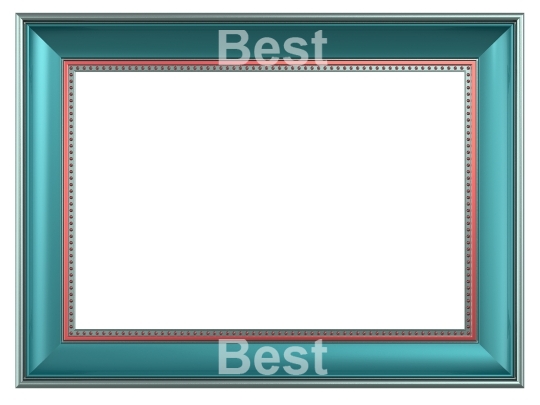 Turquoise picture frame isolated on white background