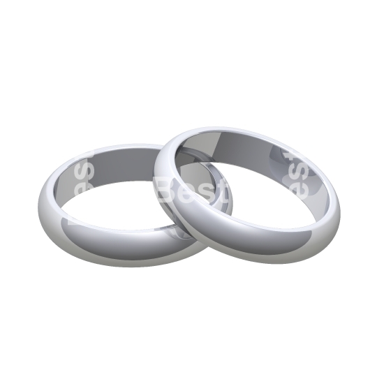 Two silver wedding rings isolated on white.