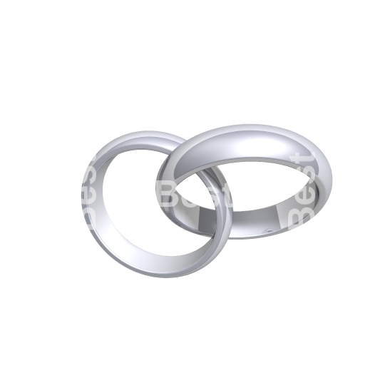 Two silver wedding rings isolated on white.