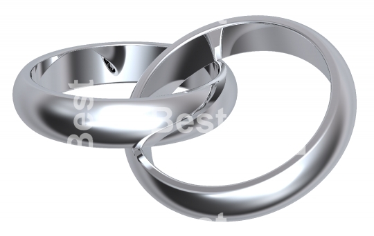 Two silver wedding rings isolated on white.