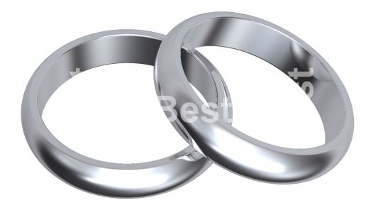 Two silver wedding rings isolated on white.