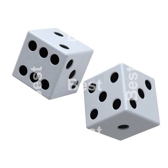 Two white dices isolated on white. 