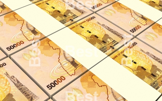 Ugandan shillings bills stacks background