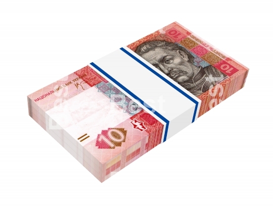 Ukrainian money isolated on white background.