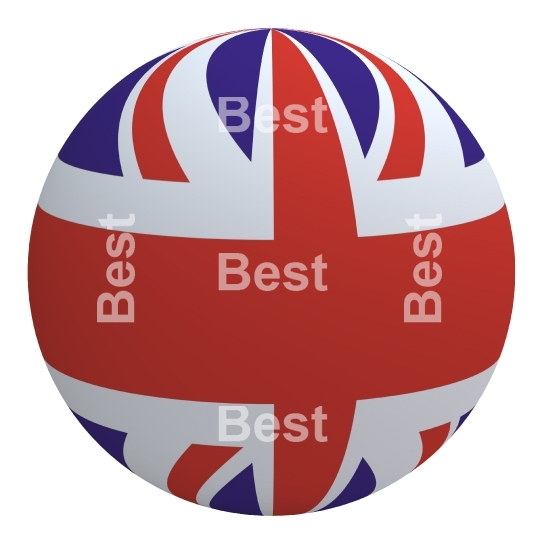 United Kingdom flag on the ball isolated on white.