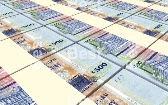 Uruguay peso bills stacks background