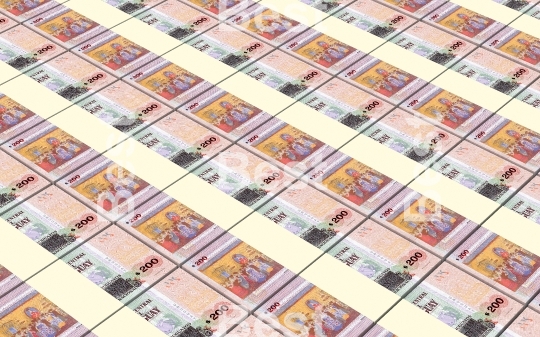 Uruguay peso bills stacks background