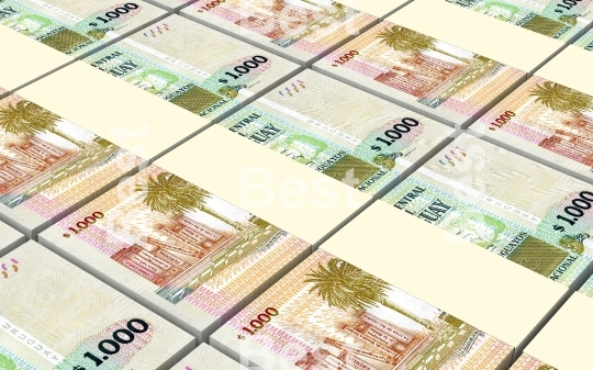 Uruguayan peso bills stacks background