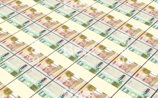 Uruguayan peso bills stacks background