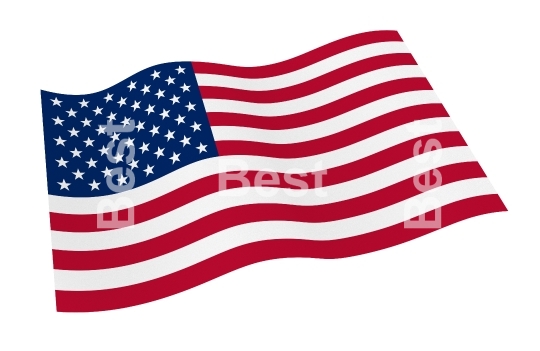 USA flag isolated on white background with clipping path from world flags set