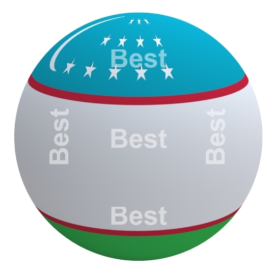 Uzbekistan flag on the ball isolated on white.
