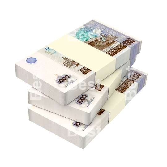 Uzbekistan sums bills isolated on white background