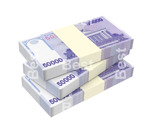 Uzbekistan sums bills isolated on white with clipping path