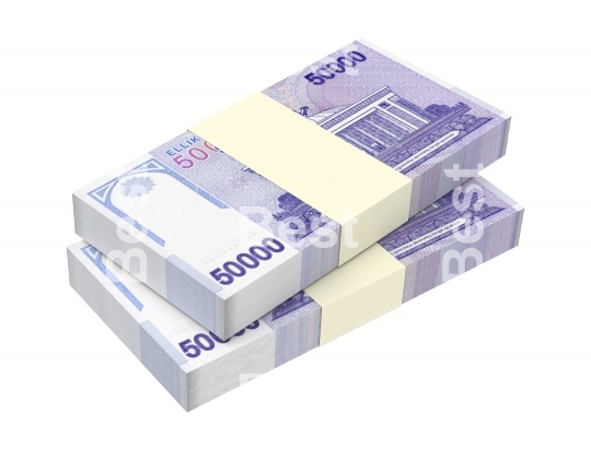 Uzbekistan sums bills isolated on white with clipping path