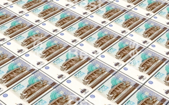 Uzbekistan sums bills stacks background.