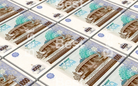 Uzbekistan sums bills stacks background.